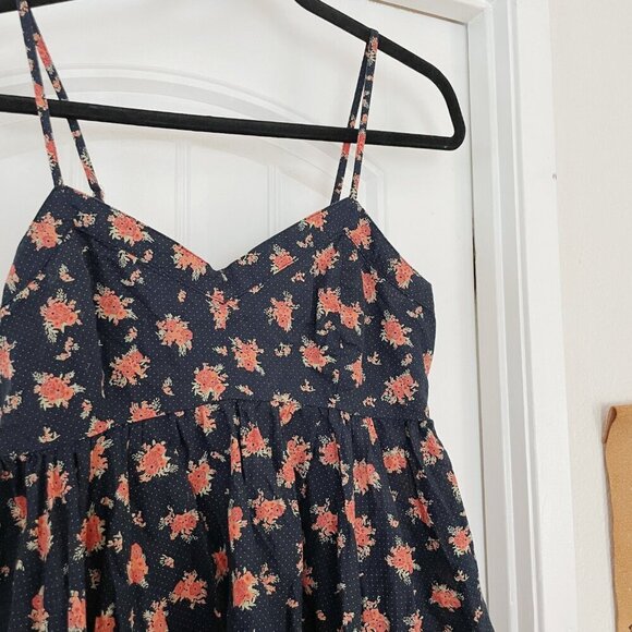 Mudd Navy & Red Dot Floral Layered Baby Doll Tank Top Blouse Medium Summer Y2K - Picture 6 of 6